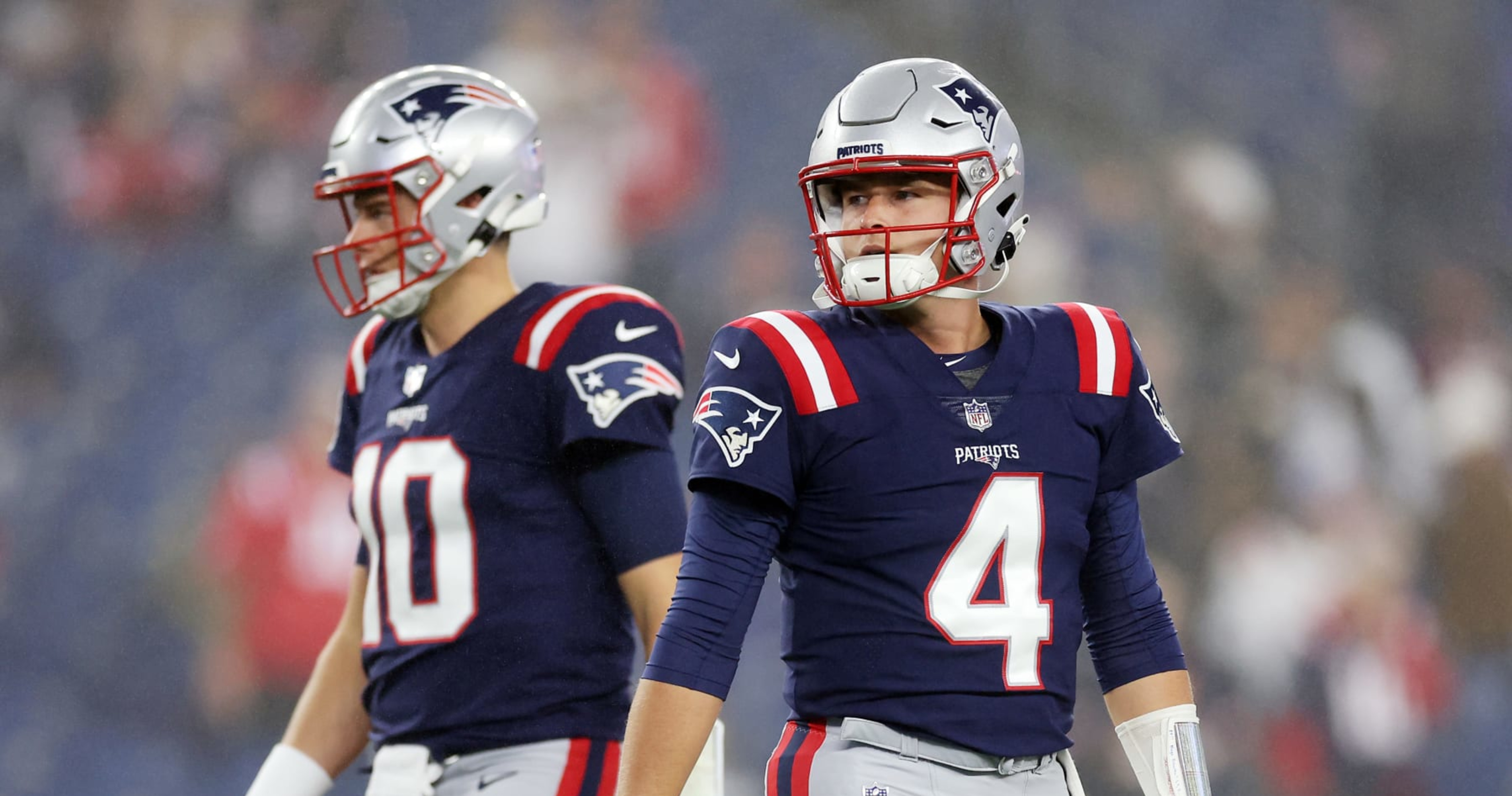 Jones and Zappe during the 2022 season. Courtesy of Maddie Meyer/Getty Images.